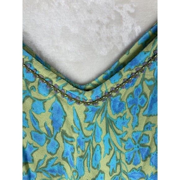 Sigrid Olse Midi Dress Womens 6 Slip 100% Rayon Sleeveless Cottagecore Deep V - Picture 3 of 13